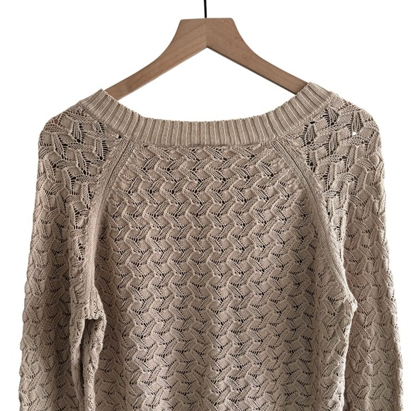 LOFT Open Knit Crochet Sweater Women’s Size Large Casual Boho Fall - Picture 9 of 13